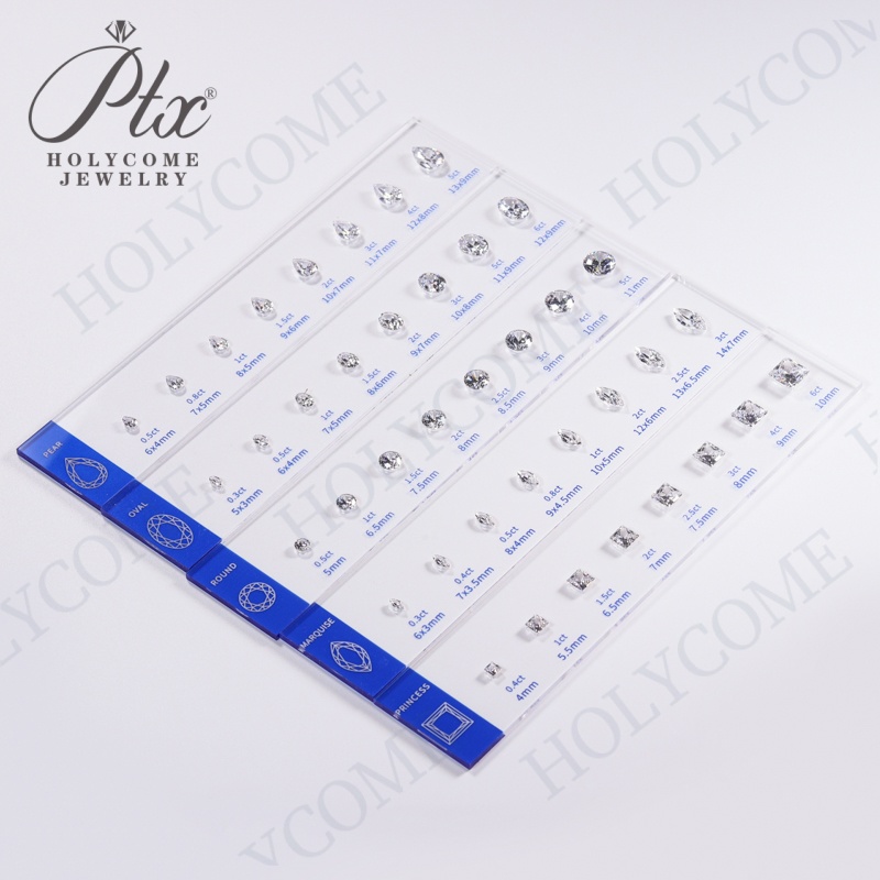 New Arrivals 10 Shape Cubic Zirconia Diamonds Ring Size Reference Comparison Chart Set Acrylic Jewelry Detectors Measuring Tools