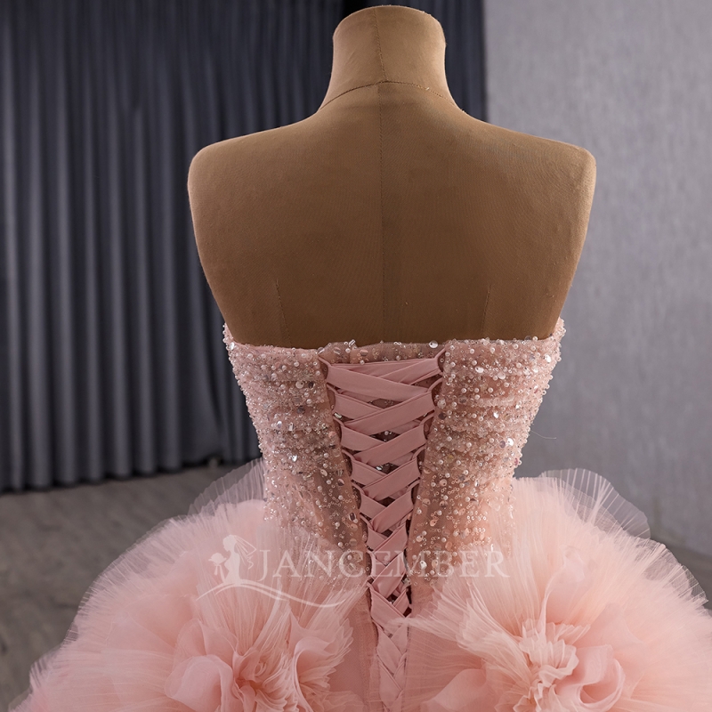 Pink Shiny Ball Gown Quinceanera Dresses Off The Shoulder Sequin Beading Crystal Tiered Tull Party Birthday Sweet 16 Dress Vestidos 15 De Anos