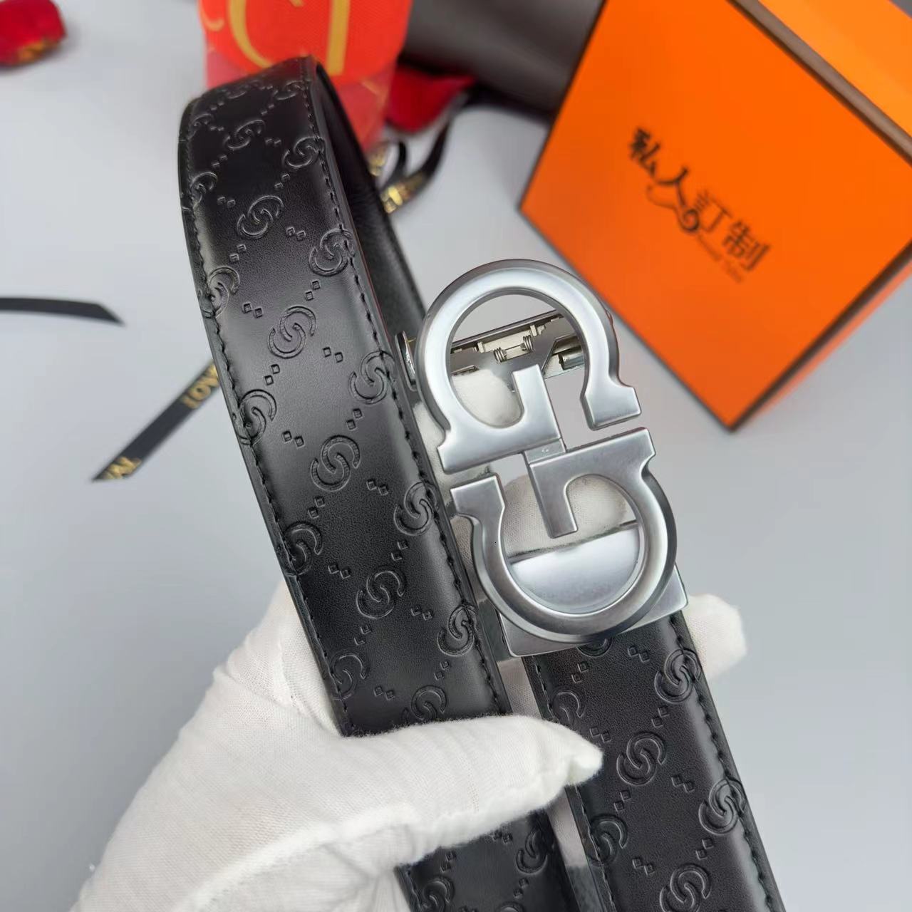 mens belt business men's leather automatic buckle letter g trendy elegant versatile young and middleaged highend belt designer belt