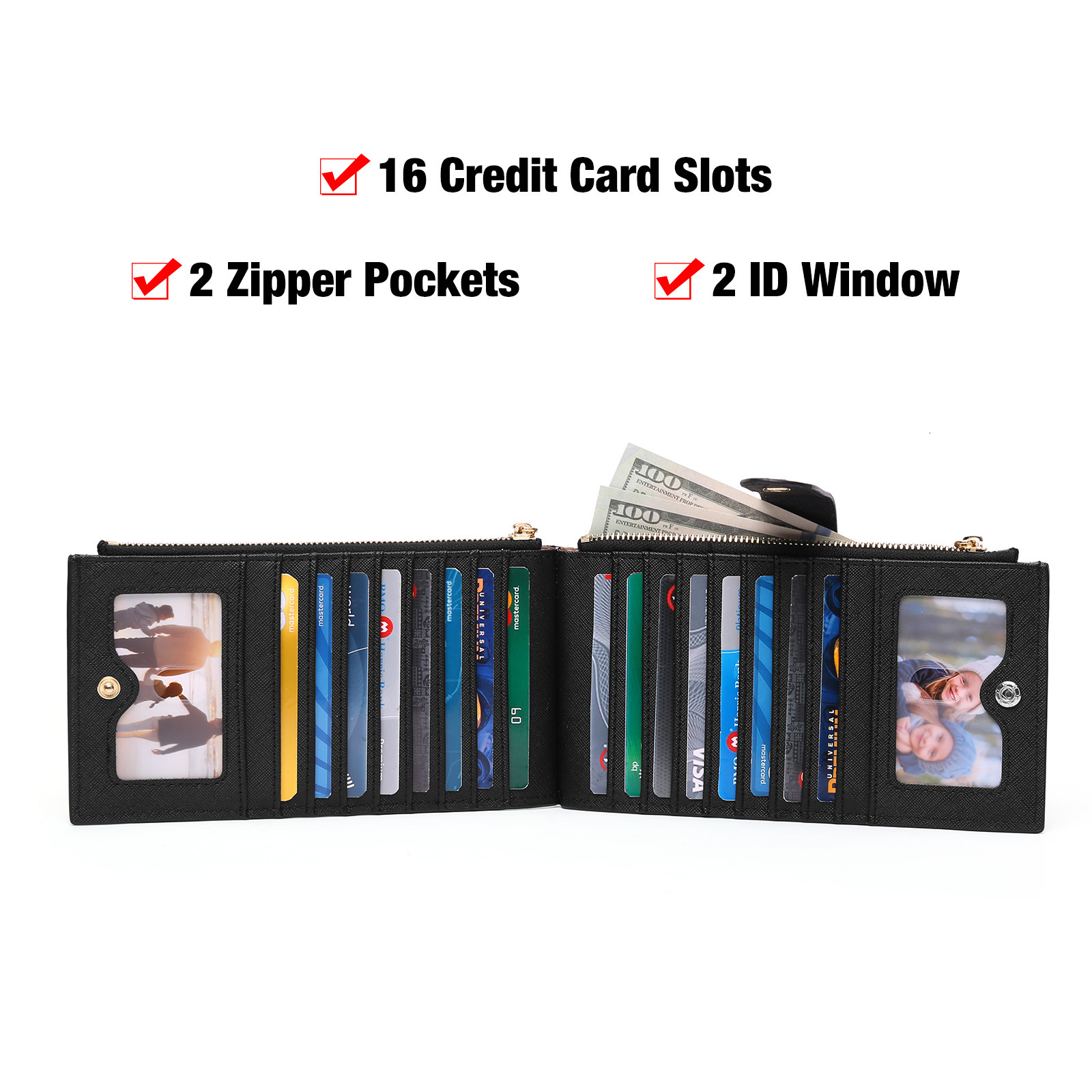 New Large Capacity Women's Card Holder Multi-Card Slot Zipper Phone Bag Multi-Functional Long Wallet ddmymoon