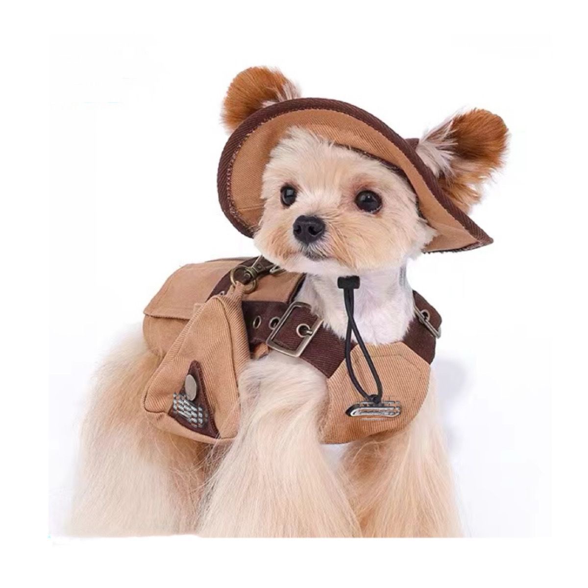 2025 new Designer Retro Dog Strap Jacket, Pet Cotton Workwear Jacket Clothes with Double D-ring, Puppy Costumes Outfits for Chihuahua Yorkie