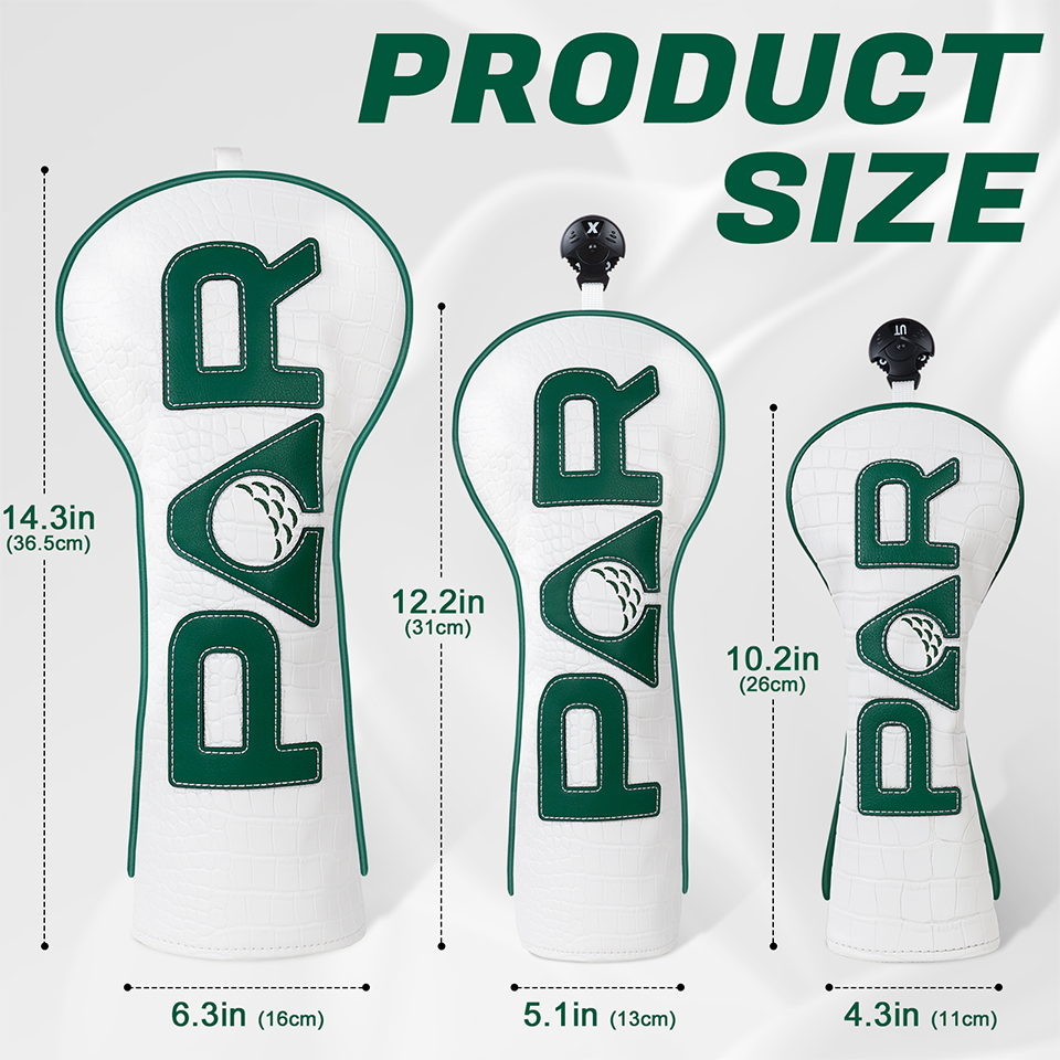 Golf Headcover Set White PU PAR Driver Fairway Hybrid Head Cover Wood Cover Club Golf Head Cover Driver Cover
