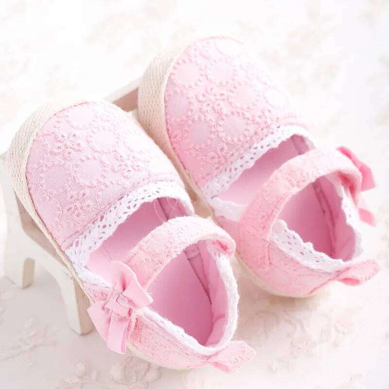 Pink Princess Baby Soft Soled Comfortable Walking Shoes for Babies 1-18 Months with Butterfly Bow Shaped Design