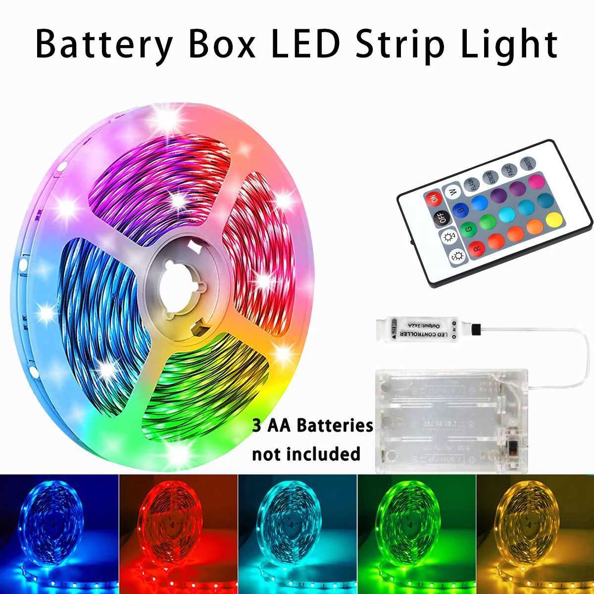 Batterypowered flexible colorchanging LED strip Light with remote control for TV backlighting bars cabinets and bedroom DIY C250912