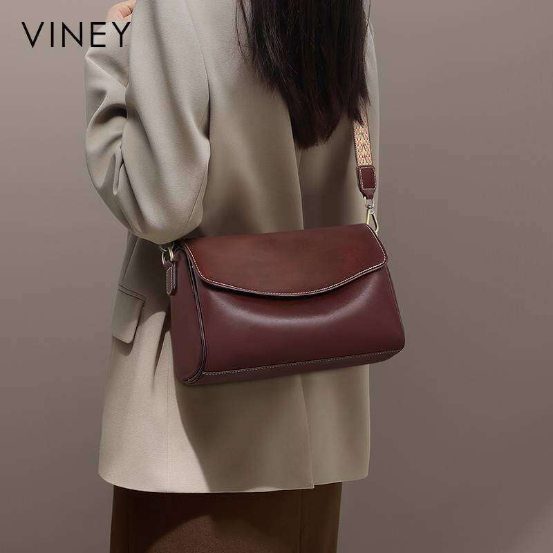 VINEY Women 2025 New Summer Messenger Large Capacity Genuine Leather Women's Shoulder Pillow Bag