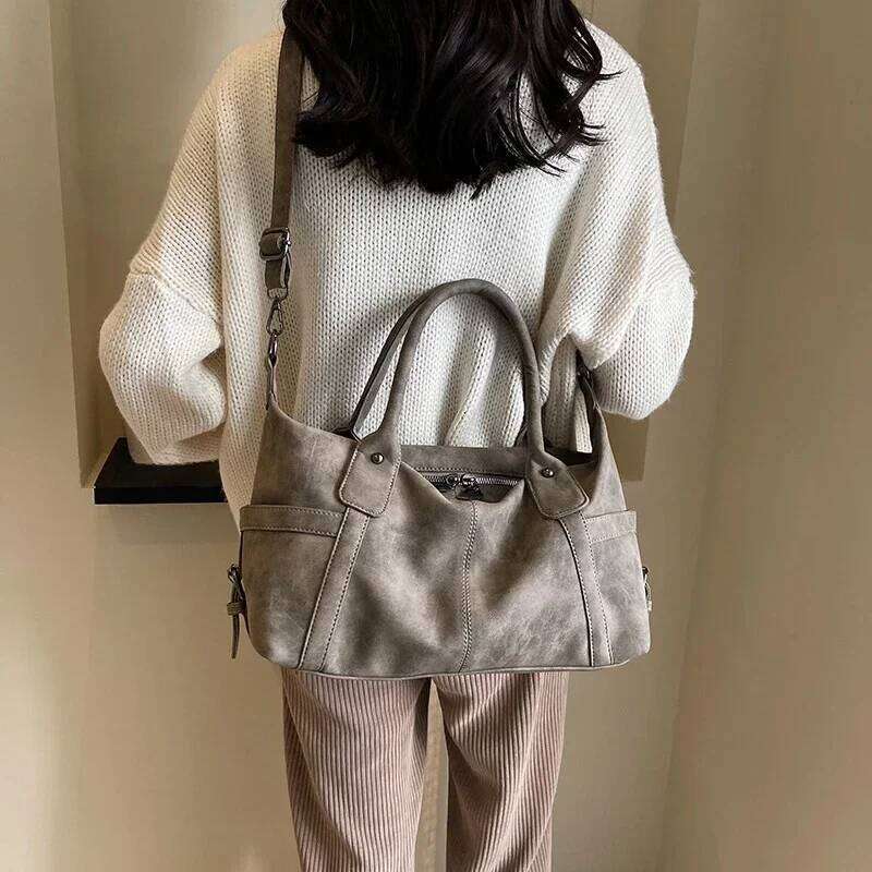 Retro Design PU Leather Shoulder Bags for Women 2025 Korean Fashion High Capacity Armpit Female Crossbody Bag Tote Handbags