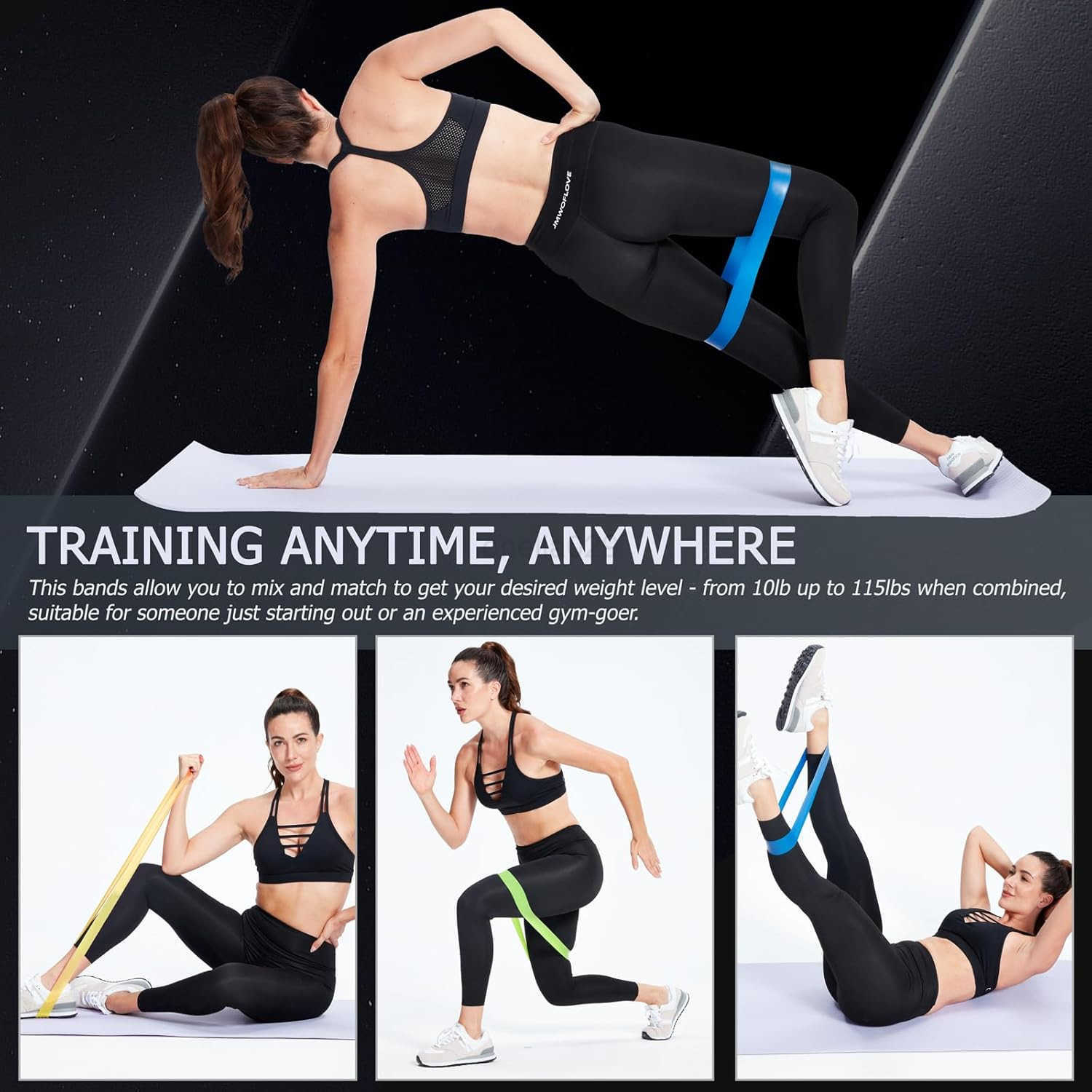 Professional 5 Pcs Long Resistance Bands and 5 Pcs Loop Bands LatexFree Work Out Bands Stretch Bands for Working Out Women or Men Exercise Bands Set f