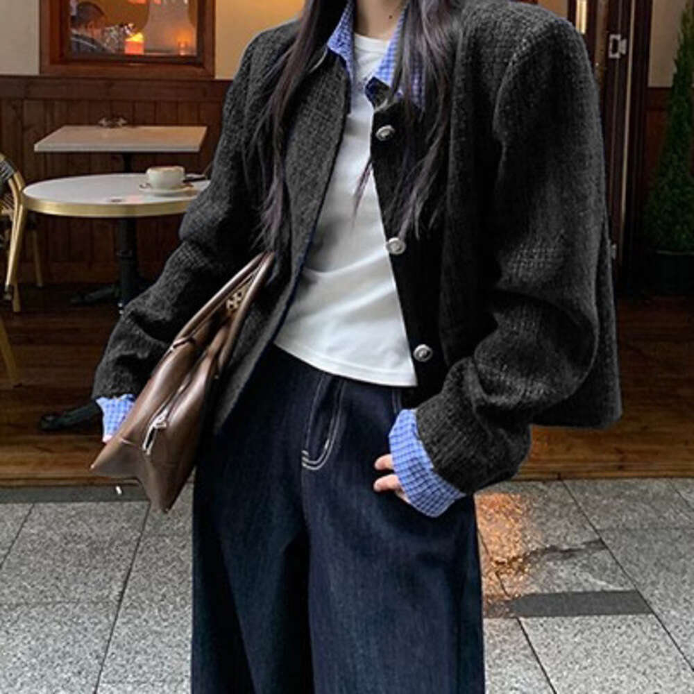 DHEssentials Elegant Socialite Little Chanel Jacket 2025 Spring and Autumn New Trendy Short Korean Style Fake Two-Piece Top for Women