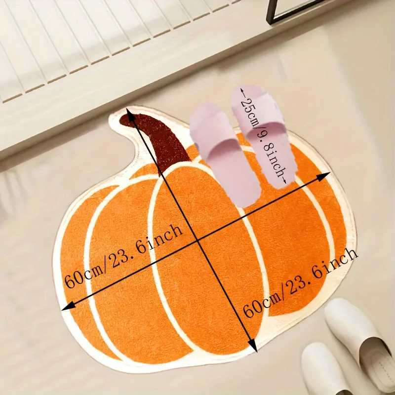 VIKAMA Halloween Pumpkin Shape Carpet Soft Doormat Absorbent Outdoor Carpet Childrens Room Carpet Rug For Bedroom Living Room C250912