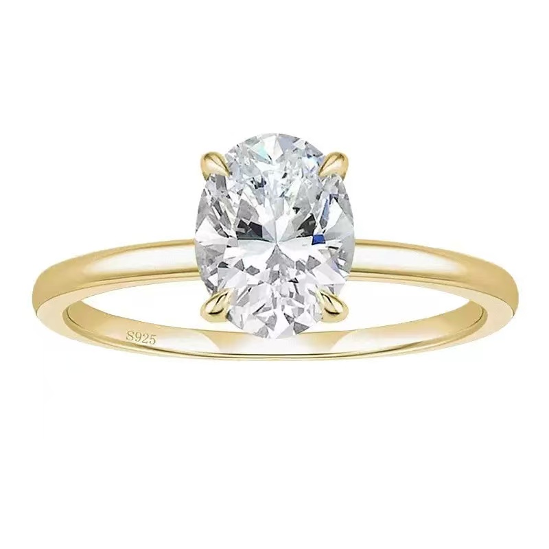 Hot Sale Engagement Ring 18k Solid Gold 3CT Oval D/VVS Moissanite Diamond Rings Fine Jewelry Rings
