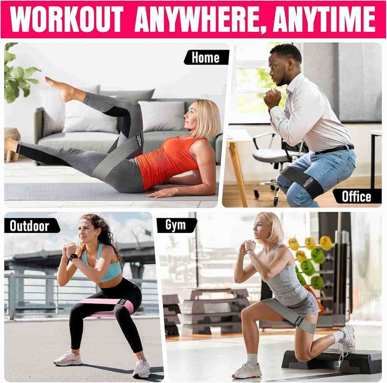 Fabric Resistance Bands Set Booty Bands for Legs Glutes 3 Resistance Levels NonSlip Workout Bands for Women Men Ideal for Yoga Pilates Fitness and Hom