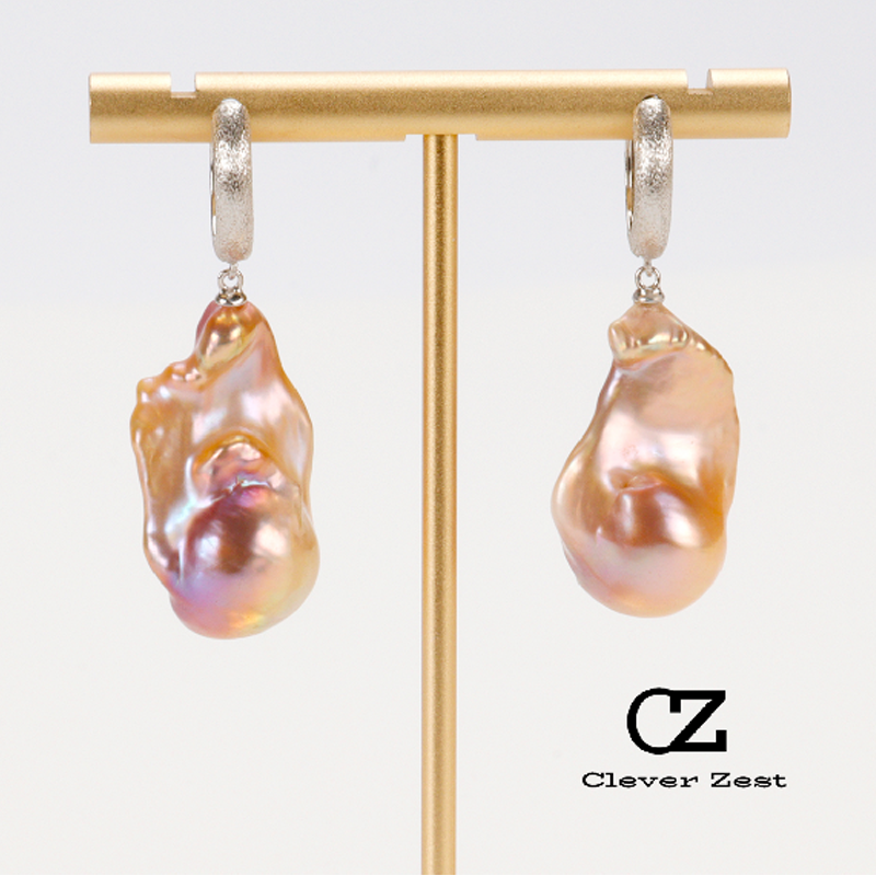 Natural Freshwater Baroque Pearl Earrings Sterling Silver Freshwater Pearl Hooks Stylish and Versatile Anniversary Gift