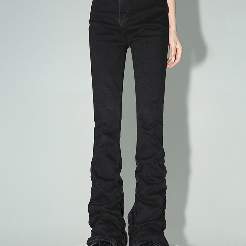 REDDACHiC Stacked Flare Jeans Women Black Trousers Goth Retro Solid Stretch High Rise Boot Cut Pants Japanese Korean Y2k Fashion 250911