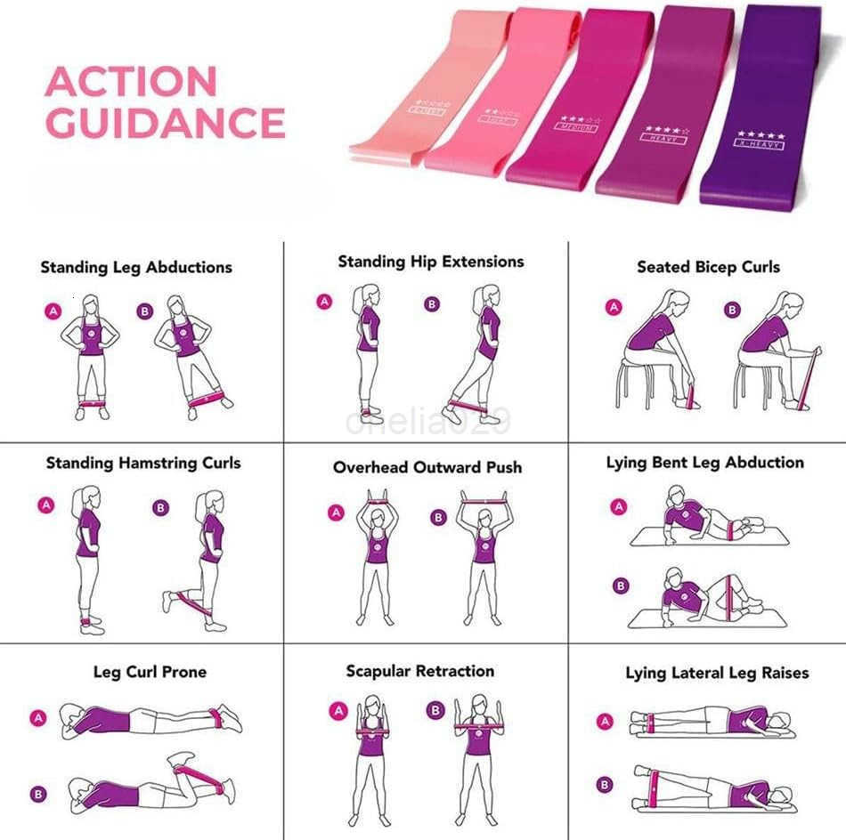 Resistance Bands for Working Out Elastic Exercice Loop Bands for Physical Therapy 5 Set of Stretch Bands for Booty Legs with Carry Bag W250912