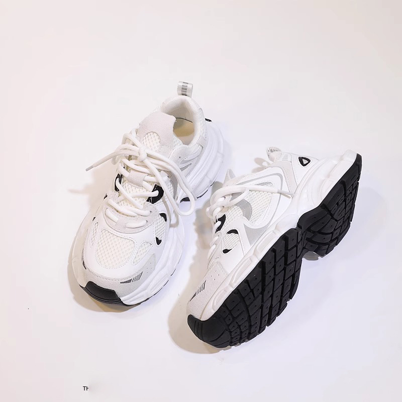 TOP Designer 2025 Spring/Summer Women's Dad Shoes Mesh Thick Sole Height Increasing Fashion Lace-up Casual Versatile Sneakers e9