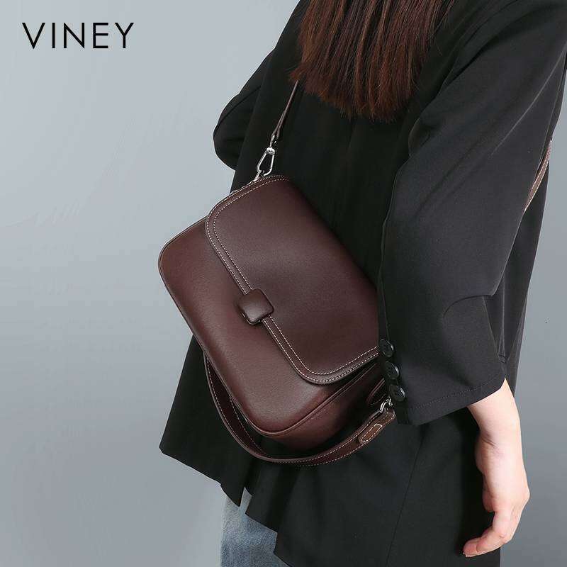 VINEY Ladies 2025 New Summer Small Square Genuine Leather Women's High-End Commuter Handbag Messenger Bag