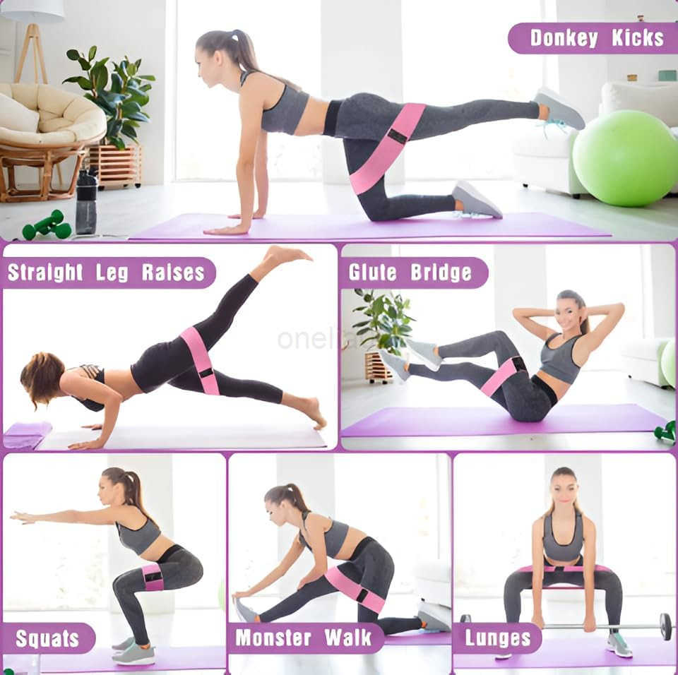 Fabric Resistance Band Set 3 Tension Bands with Carrying Bag Fabric Resistance Bands for HIPS Glutes Workouts W250912