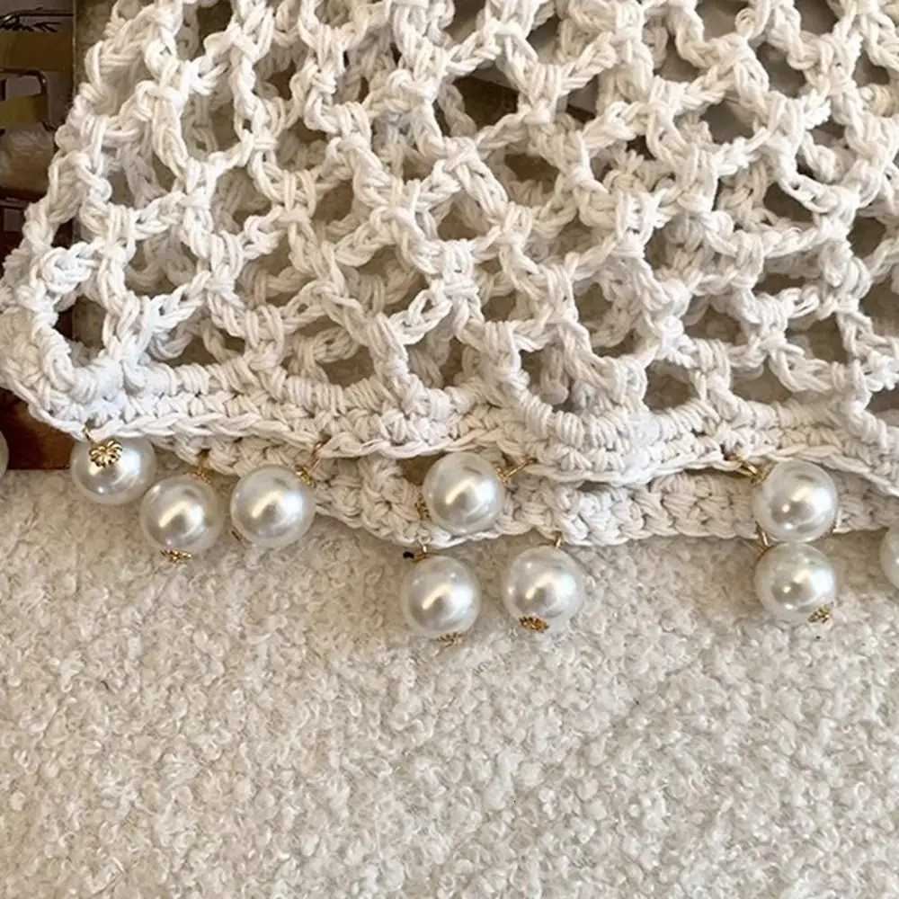 Round Beads Crochet Hollow Tassels Knitted Hat Hollow Out Bohian Sty Knit Beanies Korean Handmade Ethnic Sty Hat G250910