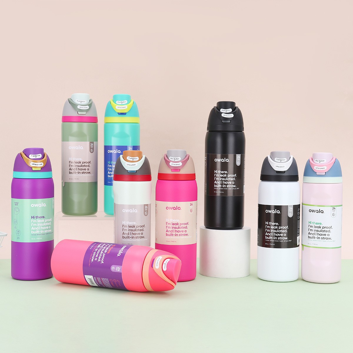 24oz 32oz Owala Tumbler Insulated Stainless Steel Water Bottle with Straw BPA-Free Sports Water Bottle Great for Travel Work School and Sports Thermos