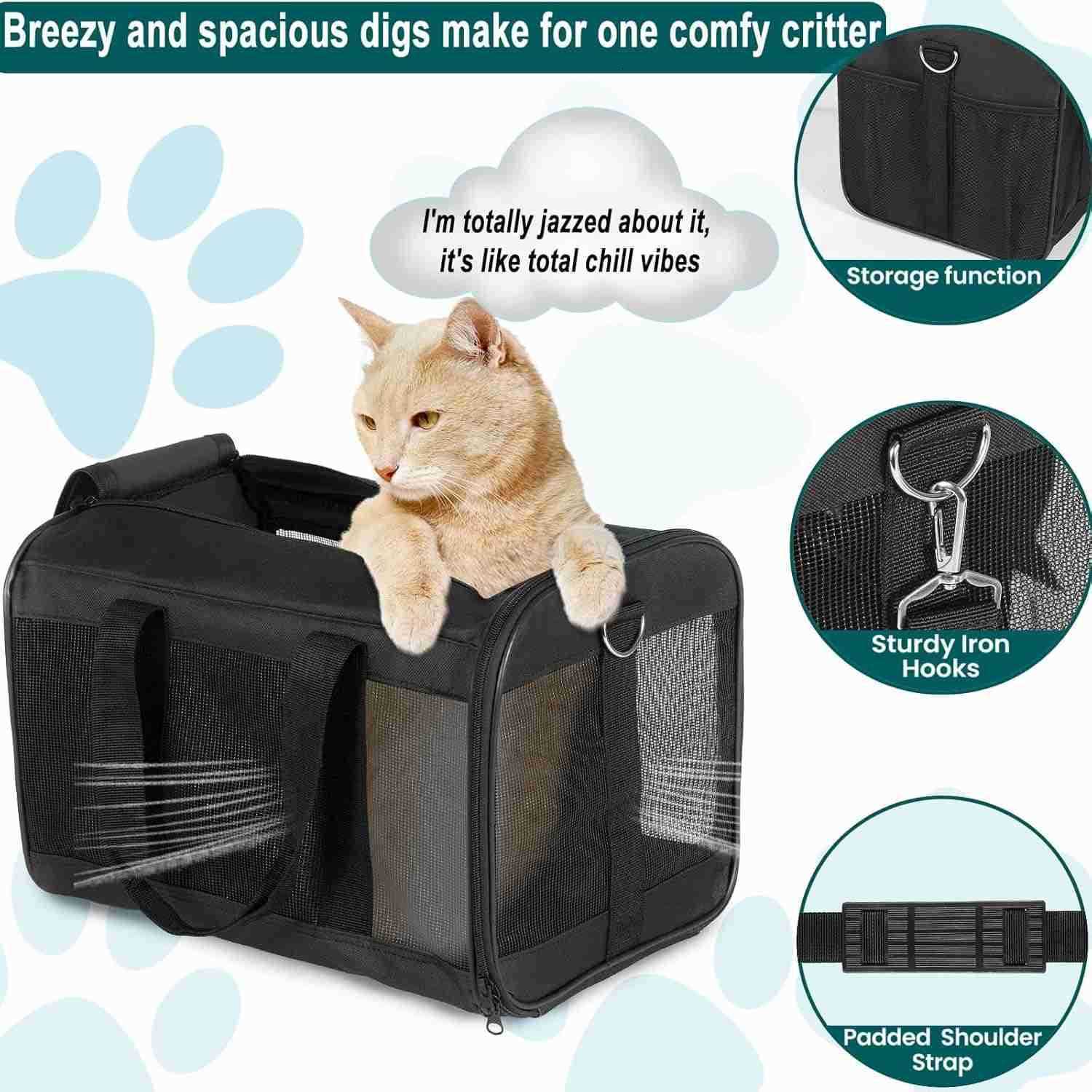 Pet Carrier for Medium to Large Cats 20 lbs and Small Dogs Top Loading Portable Collapsible Cat Travel Bag Dual Kitten Sturdy Crate for Long JourneysW