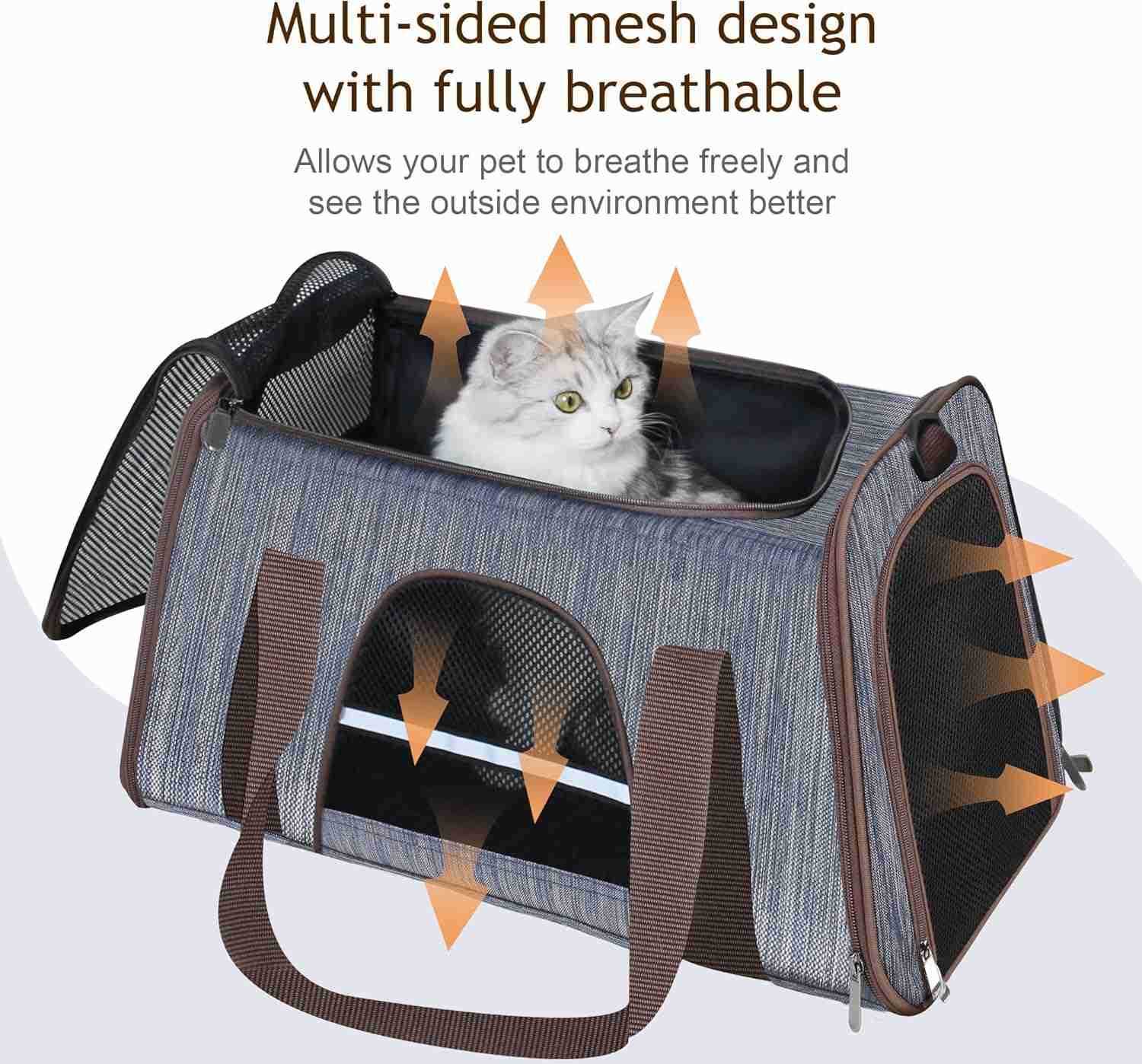 Soft Cat Carrier with Top Mesh Window Pet Carrier Breathable for Medium Cats and Small Dogs Puppies up to 15 lb BlueW250912