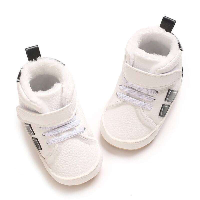 Fashionable Winter Warm Non Slip Casual 0-18M Newborn High Top PU Sports Shoes For Infants And Young Children Walking