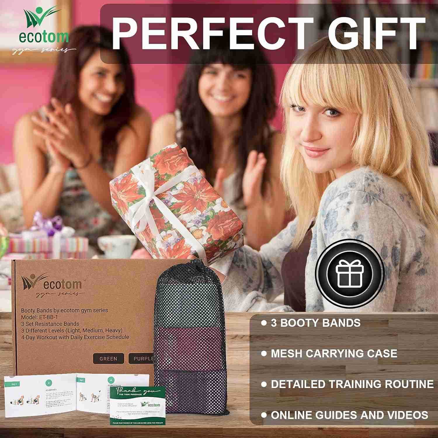 Bands Non Slip Exercise Workout Bands 3 Levels Resistance Bands for Legs and Butt Set with Instruciton Guide and Carry Bag Color W250912