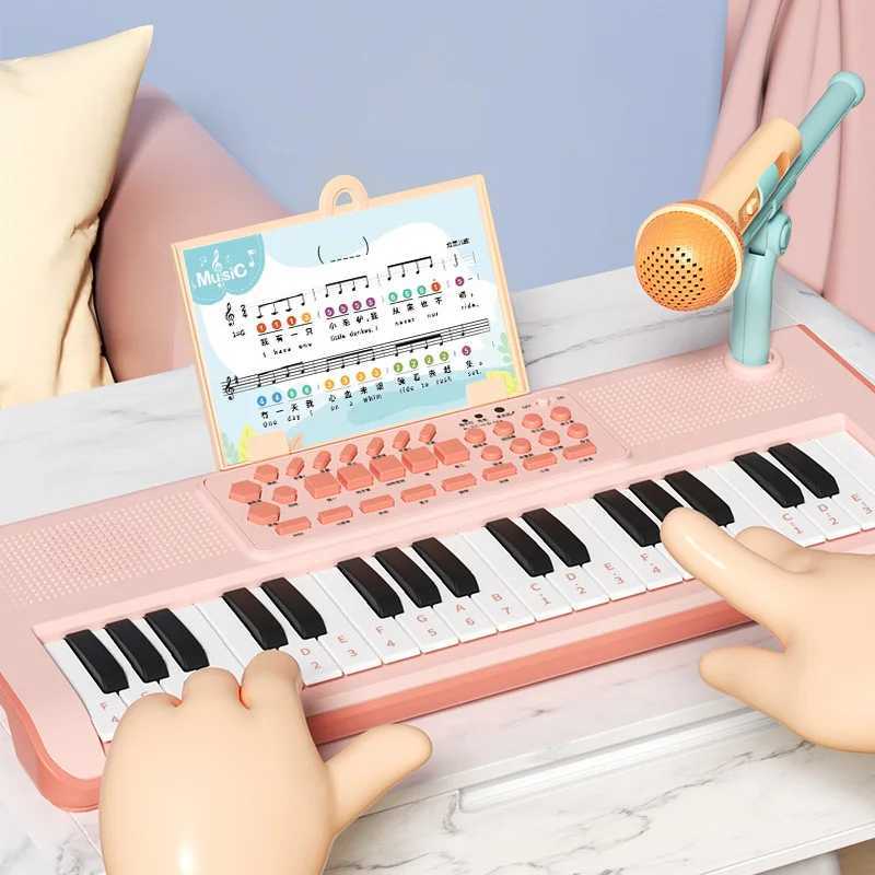 New 37key Electronic Piano Toy with Music Stand Microphone Childrens Beginner Piano Keyboard Educational Toy Birthday Gift C250912