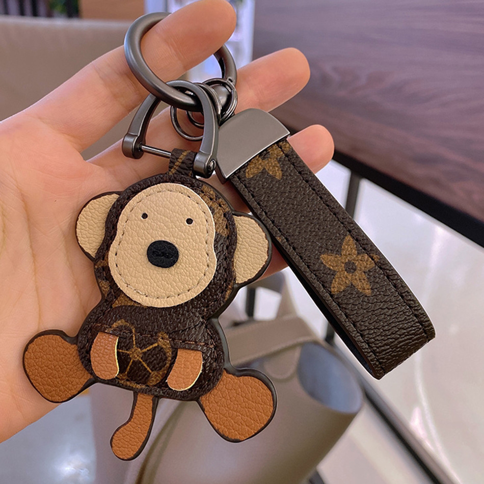 Internet celebrity cute cartoon little monkey for men and women bag pendant decoration doll leather keychain