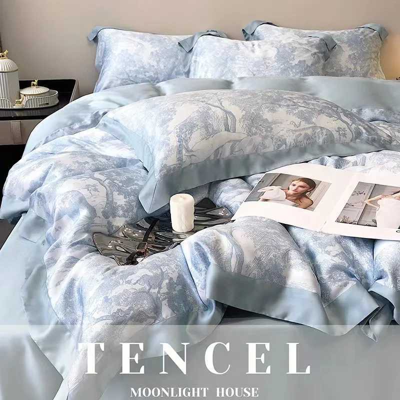 Luxury Home Textile Bedding Set Summer Quilt Cover Duvet Cover Flat Bed Sheet Pillowcases Comforter Bed Linens Queen King X250912