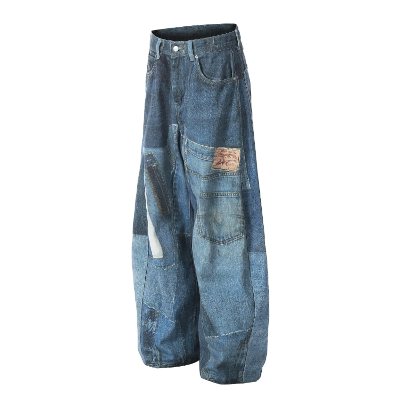 G6676# Blue Men Women Jeans Fashion Vintage Streetwear Y2K Wide Leg Jean Trouser Baggy Denim Pants