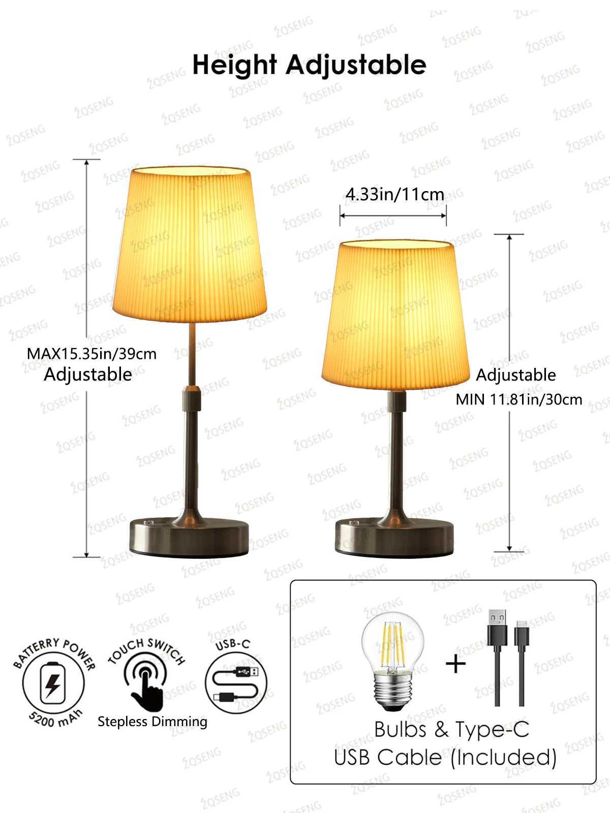 Led Cordless Night Light Rechargeable Bedside Table Lamps Touch Stepless Dimming Portable Desk Lamp For Bar Restaurant Camping C251122