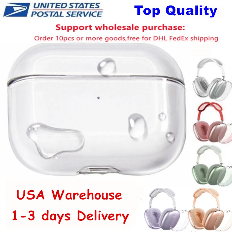 USA Stock for airpodspro2 Airpods 4 airpodsmax Headphones pro max airpods2 Bluetooth earphones For airpodspros 2 3 4th ANC earbuds Accessories TPU Protective Case