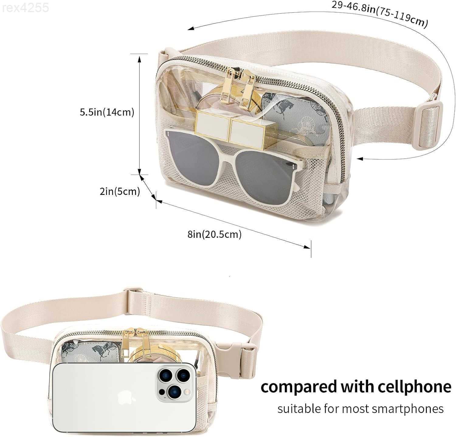 Clear Fanny Pack Belt Bag Stadium Approved for Women Men with Adjustable Strap Waterresistant Waist bag Clear Purse for Travel Workout Running HikingB