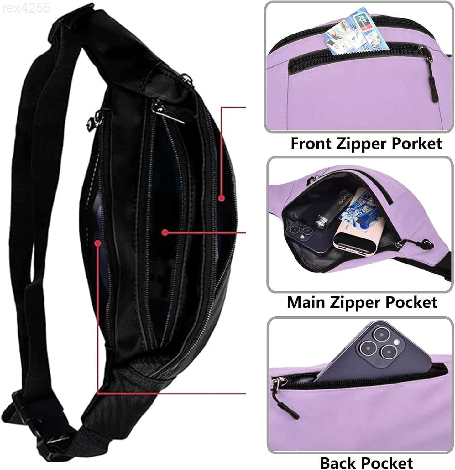 Crossbody Fanny Pack for Men Women Fashion Waist Bag Pack with Adjustable Strap for Outdoors Casual Belt Bag for Travel Walking RunningLight PurpleW25