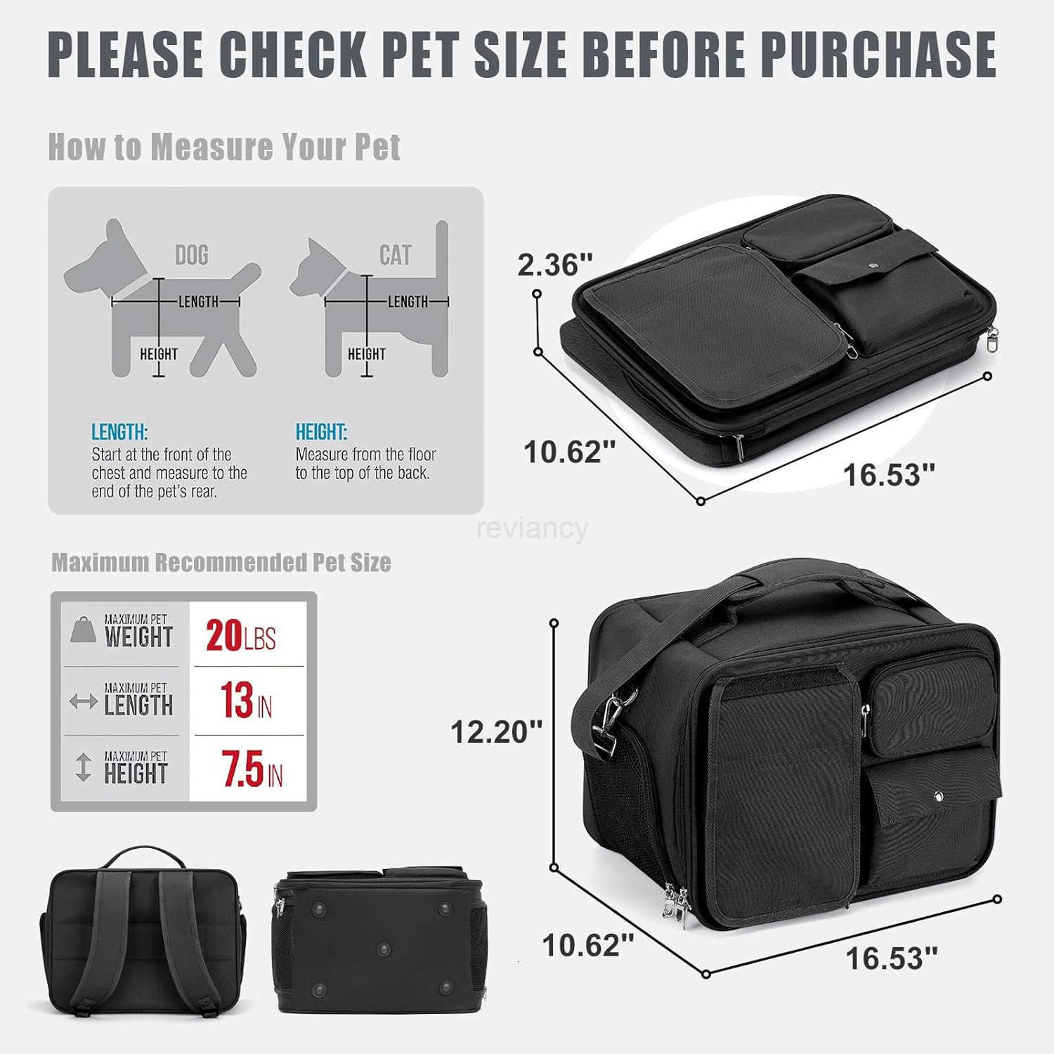Cat Carrier Soft LargeDog Carriers for Small DogsCat Travel Carrier is AntiLostDog Backpack with Locking Safety ZippersCan Carry 20 LBs CatPet Carrier