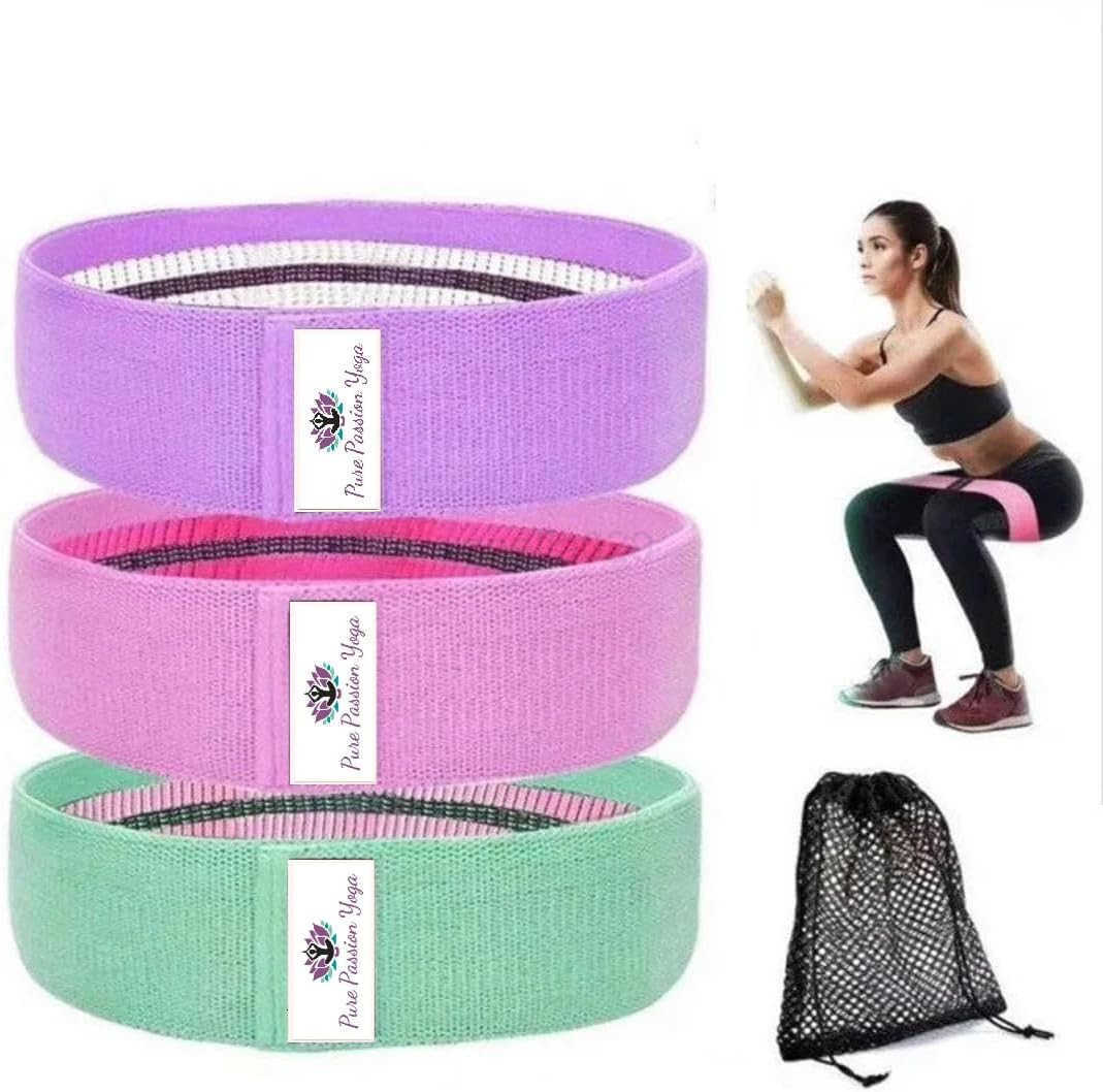 Fabric Resistance Band Set 3 Tension Bands with Carrying Bag Fabric Resistance Bands for HIPS Glutes Workouts W250912