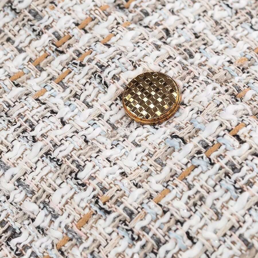 DHEssentials 2025 Autumn New French Style Small Chanel Button Textured Round Neck Long Sleeve Blazer