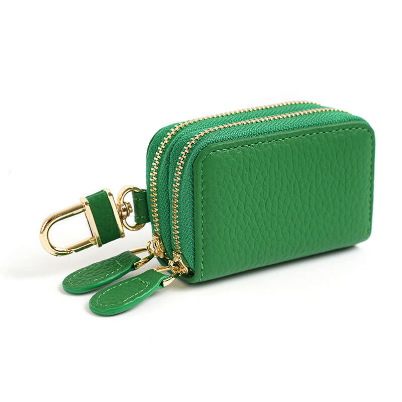 Car Genuine Leather Case for Women, Universal Multi-Functional Cowhide Keychain Bag, Portable Double Zipper Key Holder designer wallet B5