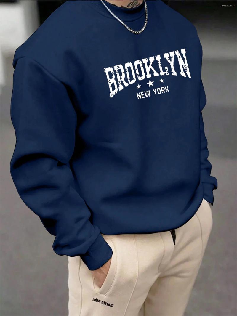 Men's Hoodies Autumn And Winter Fashionable Casual Loose Letter Graphic Printed Long Sleeved Round Neck Sweatshirt