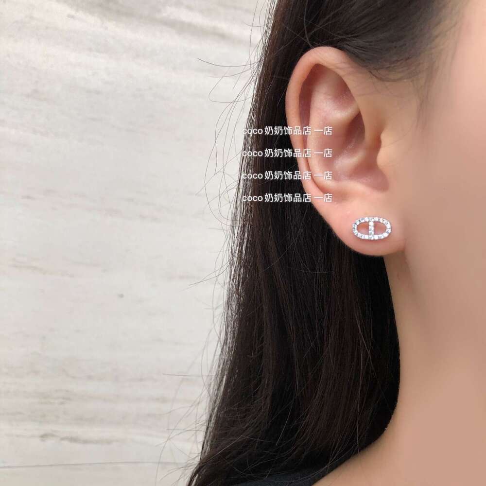 Rich Lady's Secret Pure Sier Mini Pig Nose H Letter Internet Celebrity Same Style Earrings for Women
