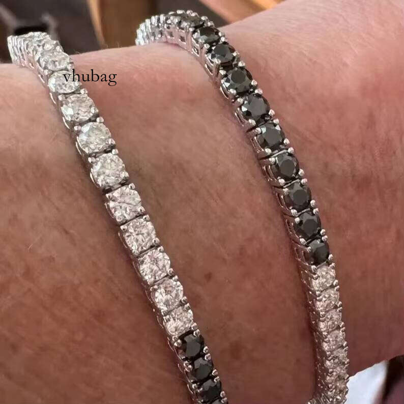 Classic Custom Tennis In Black And White 3.0mm Certified Moissanite Dia Charm Trendy Style Bracelet