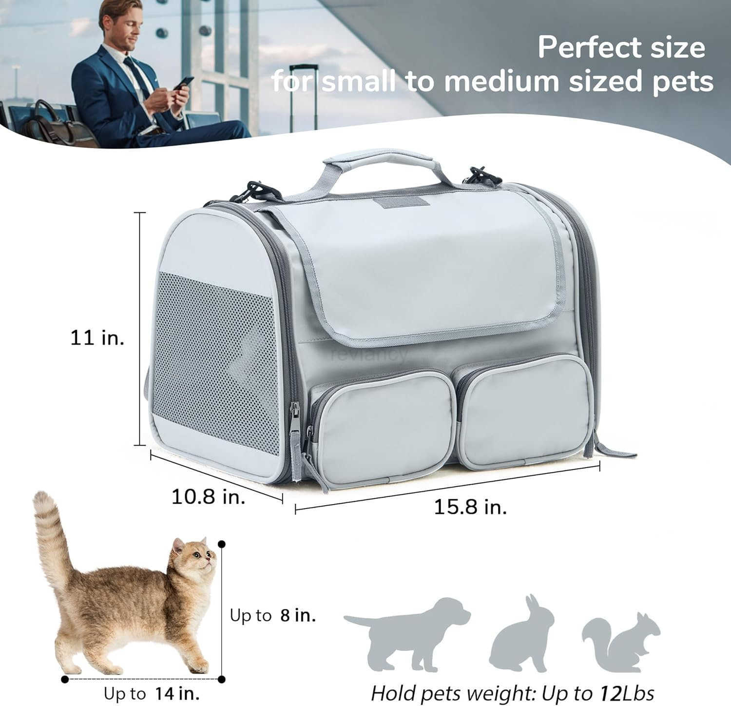 Cat Carrier SoftSided Pet Carriers for Small Dogs and Medium Cats Under 12lb Travel Cat Bag with DoubleSided Cushion and 4 Storage Bags Portable and W