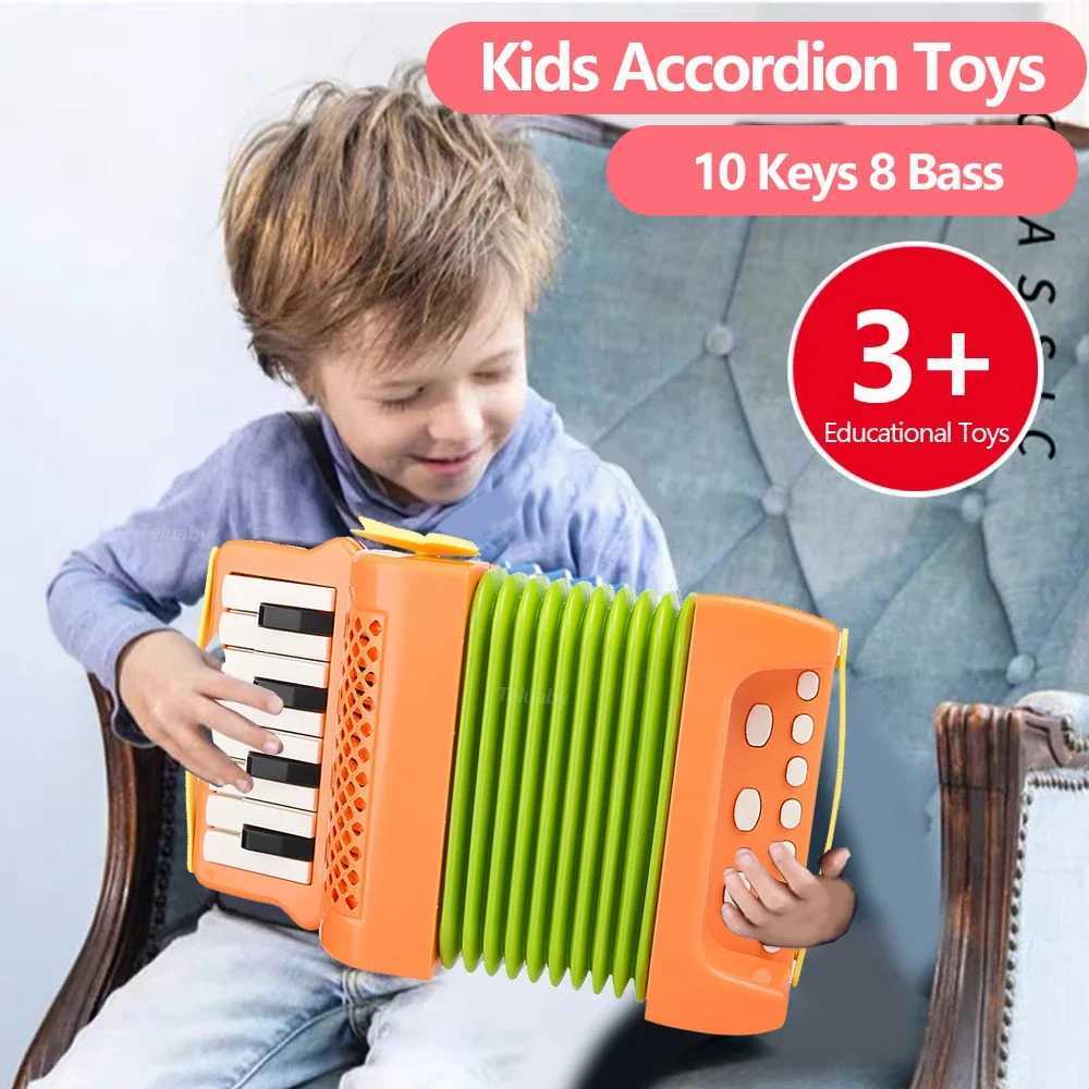 Toy Accordion 10 Keys 8 Bass Accordions for Kids Musical Instrument Educational Toys Gifts for Toddlers Beginners Boys Girls C250912