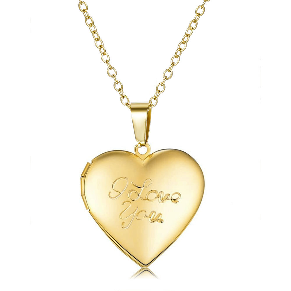 Stainless Steel Love Necklace Openable Photo Box Gift Heart Flip Cover Pendant