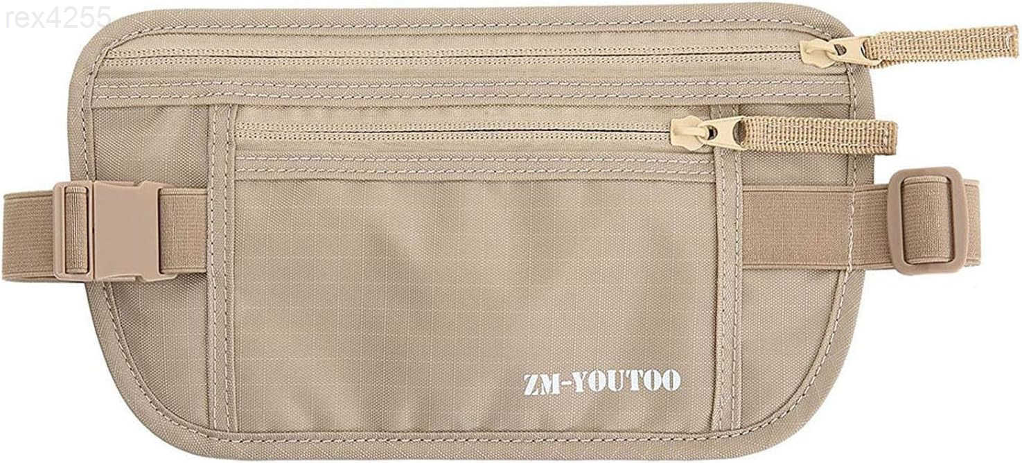Money Belt for Travel Hidden Travel Pouch Protect Your Credit and Money With RFID Blocking Passport Holder Waist Wallet KhakiW250912