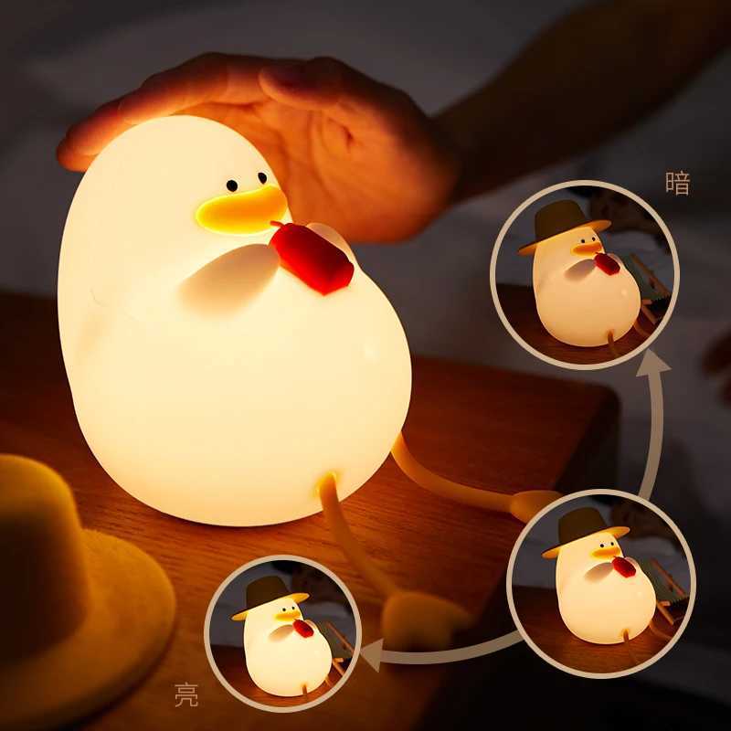 LED Night Light Rechargeable Duck Night Lamp Silicone Dimmable Lamps Bedside Nightlights Room Decor Kids Gift C250913
