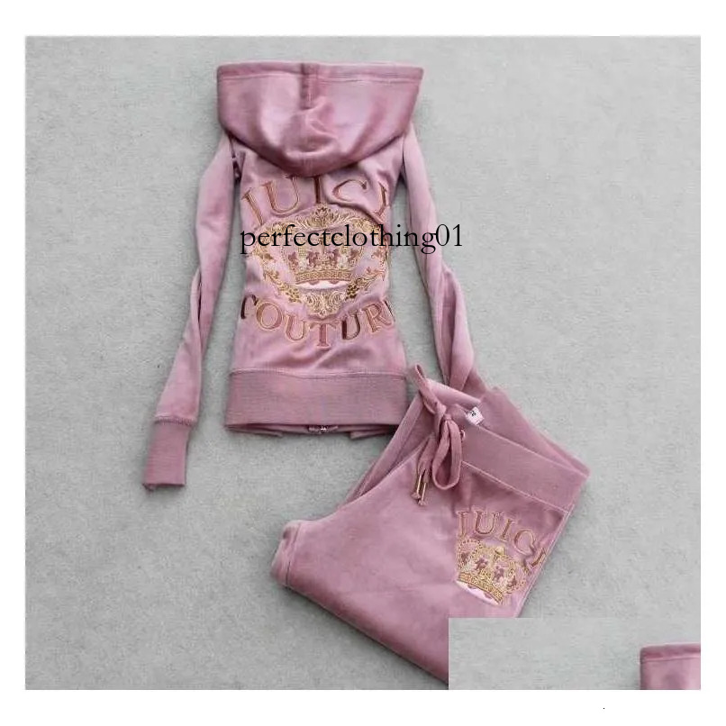 Juicy Coutures Tracksuits Embroidery Sports Suits Female Fitness Suit Hoodie Long And Jogging Comfortable Quality Casual Designer Fashion Juicy Tracksuits 48E