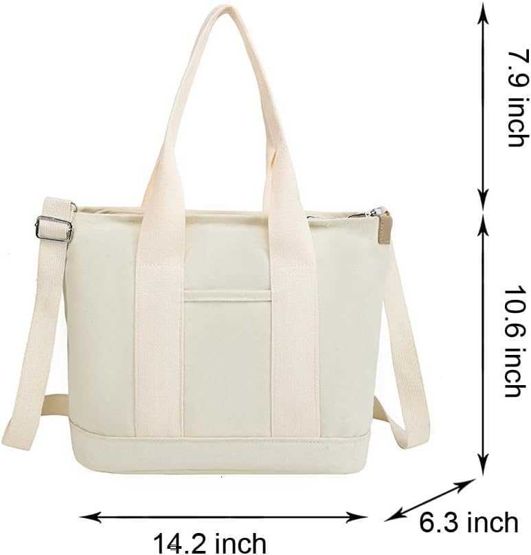 Canvas Tote Bag for Women Large Capacity MultiPocket Handbag Crossbody bag Satchel BagW250913