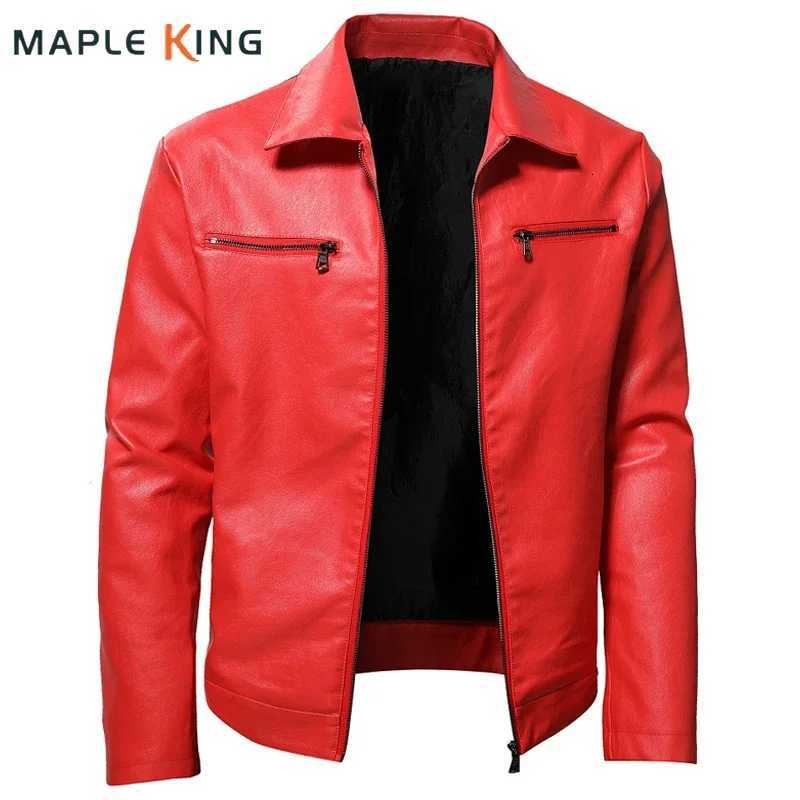 Mens Plus Size Leather Jackets Steampunk Vintage Red Black Zipper Pu Leather Outerwear Motorcycle Windbreaker for Bomber Coats W250913